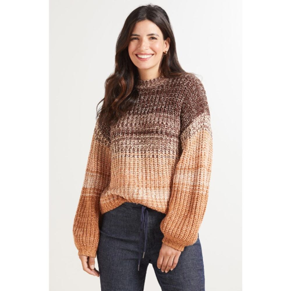 525 AMERICA Evereve NWT Marl Yarn Pullover Crewneck Balloon Sleeve Sweater // L
